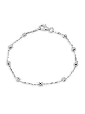Lord & Taylor Sparkle Bead Sterling Silver Station Bracelet