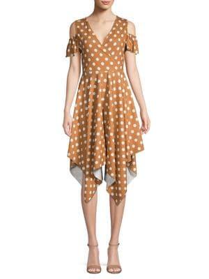 Quiz Polka Dot Cold-shoulder A-line Dress