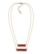 Lauren Ralph Lauren Match Point 12k Gold-plated Red Two Row Rectangle Pendant Necklace