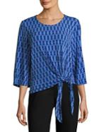 Rafaella Petite Printed Side Tie Top