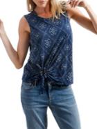 Lucky Brand Knot-front Tapestry Top