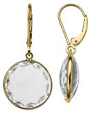 Lord & Taylor White Topaz Earrings In 14k Yellow Gold