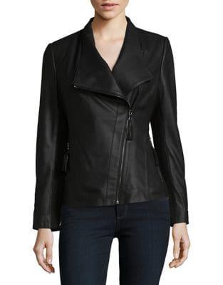 Via Spiga Lightweight Leather Asymmetrical Jacket