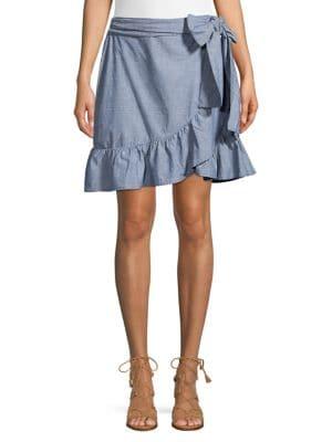 Vero Moda Chambray Faux-wrap Ruffle Skirt