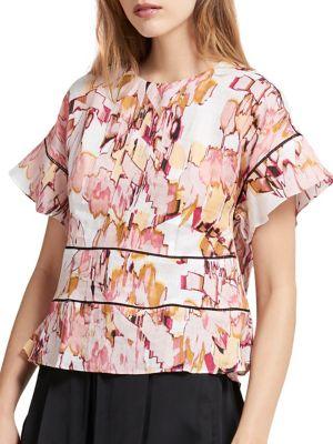 Donna Karan New York Printed Linen Top