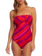 Lauren Ralph Lauren Stripe Draped One-piece Swimsuit