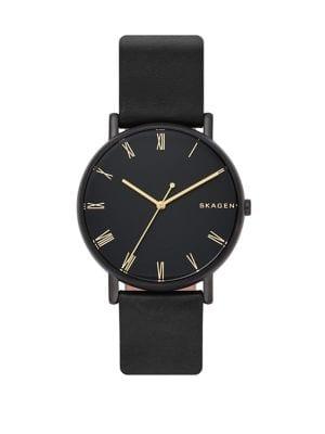 Skagen Signatur Stainless Steel & Leather-strap Watch