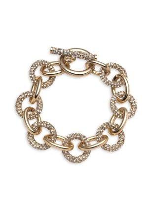 Lauren Ralph Lauren Goldtone And Crystal Pave Link Bracelet