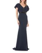 Carmen Marc Valvo Infusion Midnight Crepe Gown
