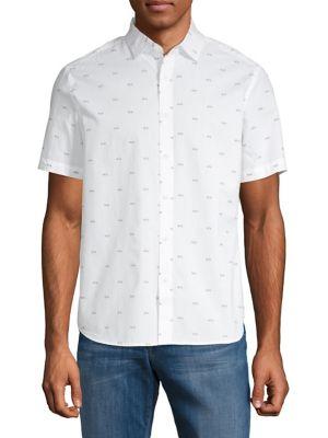 Black Brown Bicycle Printed Button-down Shirt