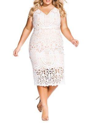 City Chic Plus All Class Lace Midi Sheath Dress