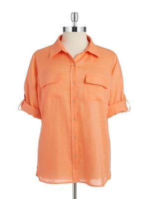 Calvin Klein Plus Linen-rich Blouse