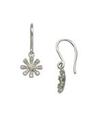 Lord & Taylor 14kt. White Gold And Diamond Flower Drop Earrings