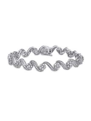 Sonatina Sterling Silver & 1 Tcw Diamond Zigzag Bracelet