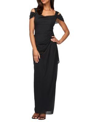Alex Evenings Plus Mesh Cold-shoulder Dress