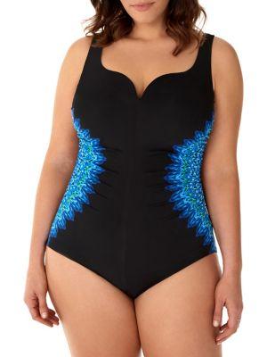 Miraclesuit Plus Knit Pick Tie-dye Swimsuit