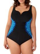 Miraclesuit Plus Knit Pick Tie-dye Swimsuit