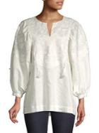 Caara Embroidered Floral Linen Top