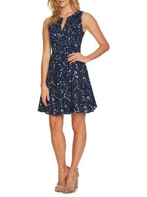 Cece Sleeveless Graceful Floral Cotton Dress