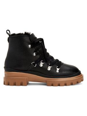 Calvin Klein Lark Faux Fur-lined Leather Booties