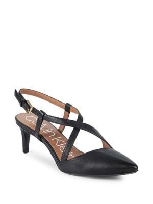 Calvin Klein Paula Pointy Cutout Leather Pumps
