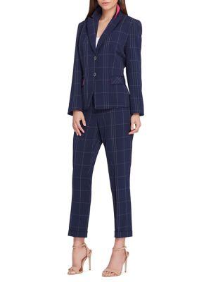 Tahari Arthur S. Levine Windowpane Jacket And Pant Suit