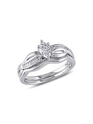 Sonatina Set Of Two 14k White Gold & Diamond Bridal Stackable Rings