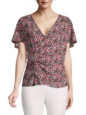 Michael Michael Kors Knotted Ditsy Floral Flutter Top
