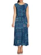 Chaus Ruched Patchwork Waves Maxi Dress