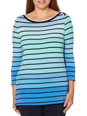 Rafaella Petite Striped Gradient Top