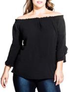 City Chic Plus Frilled Off-the-shoulder Top