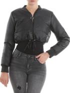 La La Anthony Quilted Cropped Bomber Jacket