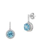 Lord & Taylor Sterling Silver, Swiss Blue Topaz And White Topaz Round Drop Earrings