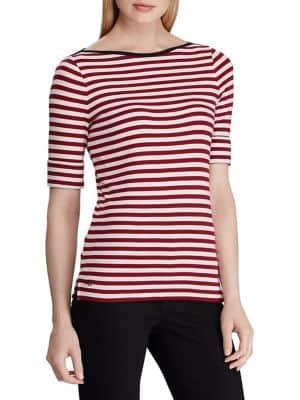 Lauren Ralph Lauren Striped Stretch Boatneck Top