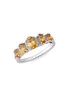 Lord & Taylor Sterling Silver, Diamond And Citrine Ring