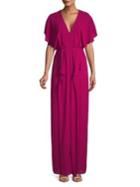 H Halston Double-v Ruffle Gown