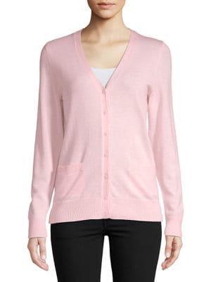 Lord & Taylor Basic Merino Wool Cardigan