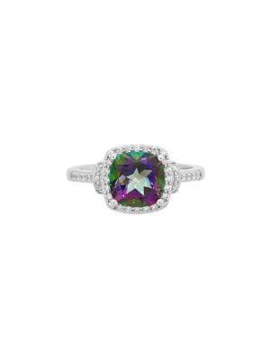 Lord & Taylor Mystic Fire Topaz, White Topaz And Sterling Silver Cocktail Ring