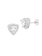 Lord & Taylor 925 Sterling Silver & Crystal Triangle Halo Stud Earrings