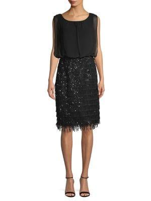 Calvin Klein Sequined Sleeveless Blouson Dress