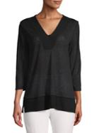 B Collection By Bobeau Mixed Media V-neck Top