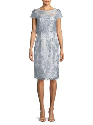 Adrianna Papell Metallic Embroidered Knee-length Dress
