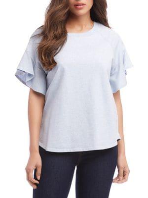 Karen Kane Ruffle-sleeve French Terry Top
