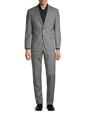 Black Brown Plaid Italian Wool Suit
