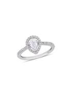 Sonatina Diamond Bridal 14k White Gold And Pear-cut Diamond Floating Halo Engagement Ring