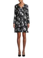 Adrianna Papell Floral Long Sleeve Wrap Dress