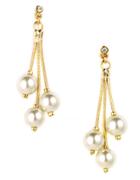 Anne Klein Goldtone Drop Earrings With Faux Pearl Accents
