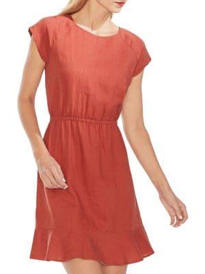 Vince Camuto Cap-sleeve Linen A-line Dress
