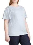 Lauren Ralph Lauren Plus Jersey Flutter Sleeve Top
