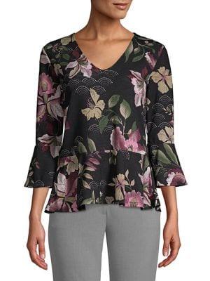 Ellen Tracy Floral Peplum Top